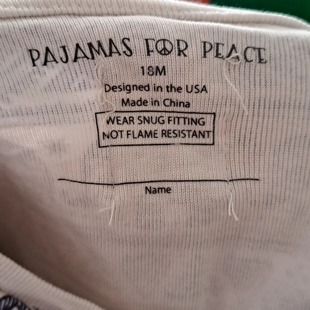 Pajamas for Peace 100% Cotton Elephant Peint Matching Set size 18 M…